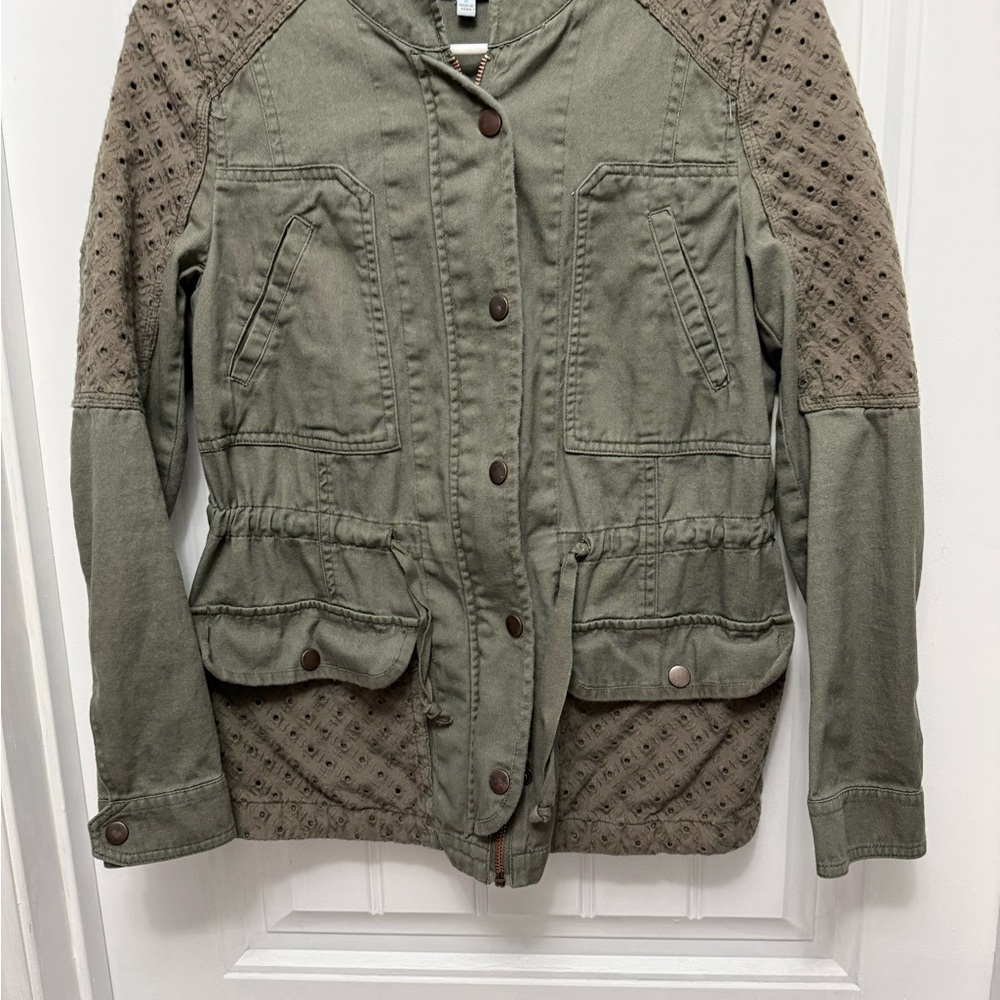Jun & Ivy Khaki Olive Green Women's Utility Jacket size small (J-8)